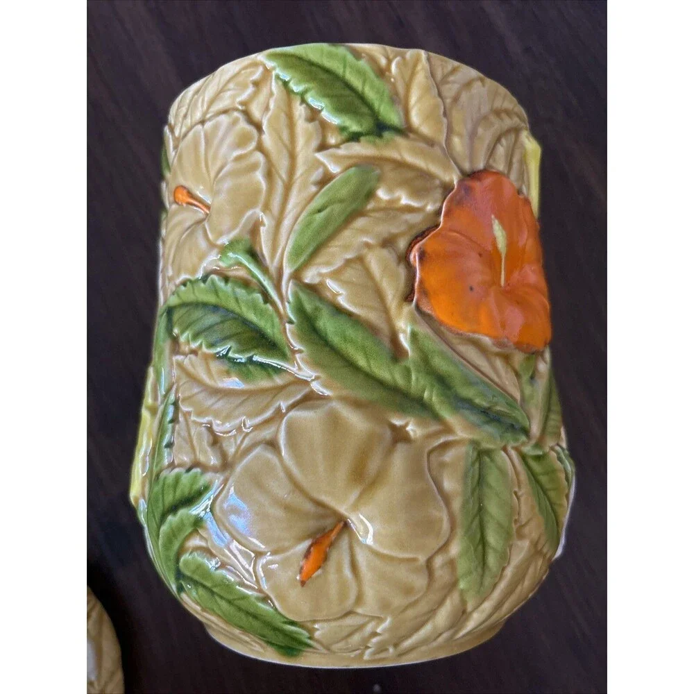 Vintage Fred Roberts Daisy &Co 3D Floral MCM Retro Lidded Canister 70s Grannycor